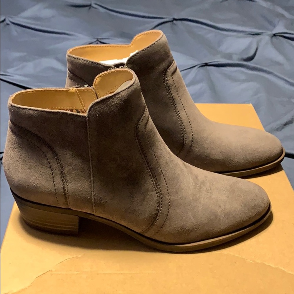 Brand new suede Lucky booties. Size 8. Grey